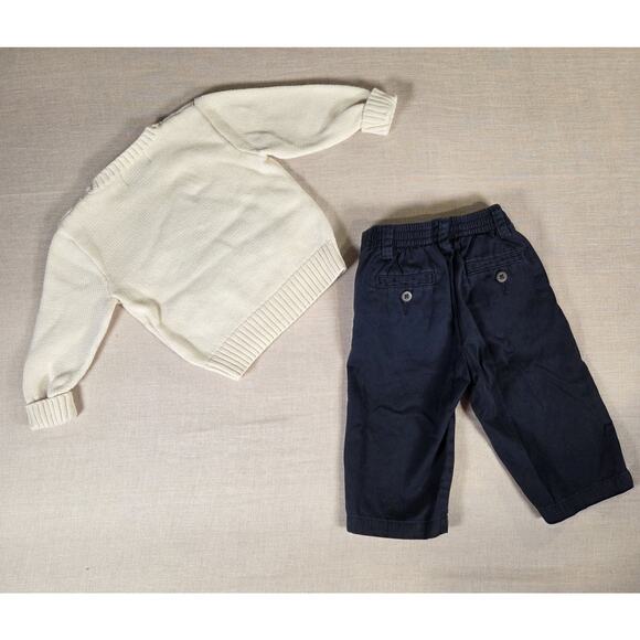 Vintage Ralph Lauren Baby Sweater & Chinos Set 12M Dog, American Flag, Heritage - Picture 2 of 16